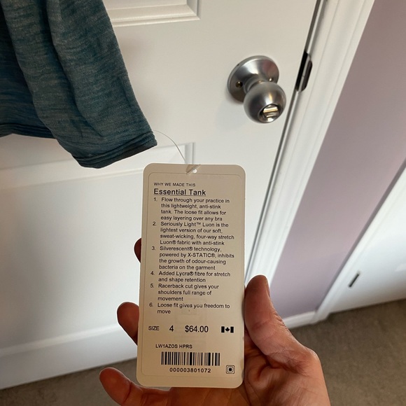 New Lululemon Essentials Tank. Tags attached - Picture 2 of 2